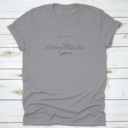 Single Continuous Line Drawing of Spokane City Skyline, Washington | Binge T-shirt Shop