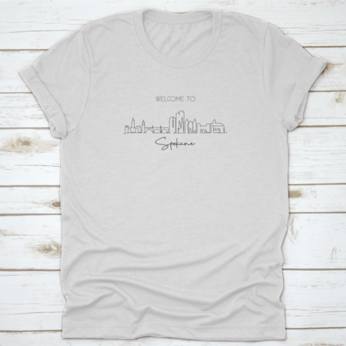 Single Continuous Line Drawing of Spokane City Skyline, Washington | Binge T-shirt Shop