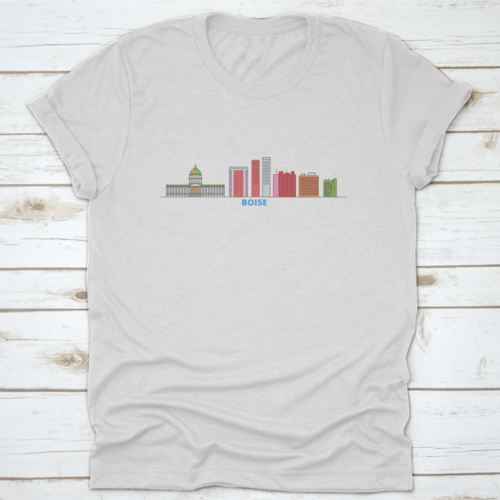 United States, Boise Line Cityscape, Flat Vector. Travel City | Binge T-shirt Shop