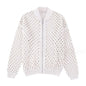 Open Knit Zip-Up Bomber Jacket