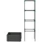 Grey Galvanized Open Bottom Raised Garden Bed Planter with Tomato Cage Trellis