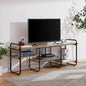 Modern Grey Wood Black Metal Entertainment Center TV Stand for TV up to 75-inch