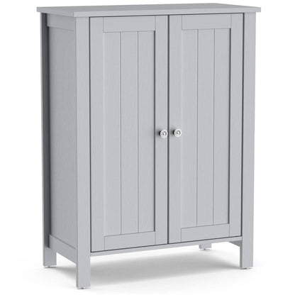 Bathroom Storage Cabinet with Adjustable Shelves in Grey Wood Finish
