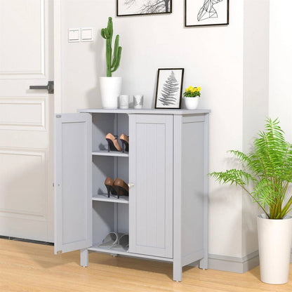 Bathroom Storage Cabinet with Adjustable Shelves in Grey Wood Finish