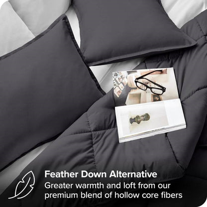 Twin/Twin XL Size All Season Super Soft Down Alternative Comforter Set Grey