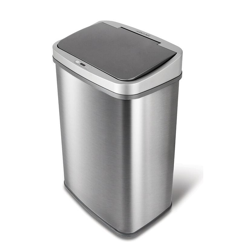 Grey 13-Gallon Stainless Steel Kitchen Trash Can with Motion Sensor | Kitchen [Metal] | Kitchen + Metal