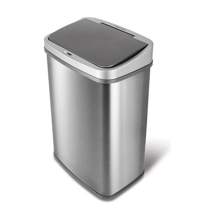 Grey 13-Gallon Stainless Steel Kitchen Trash Can with Motion Sensor | Kitchen [Metal] | Kitchen + Metal