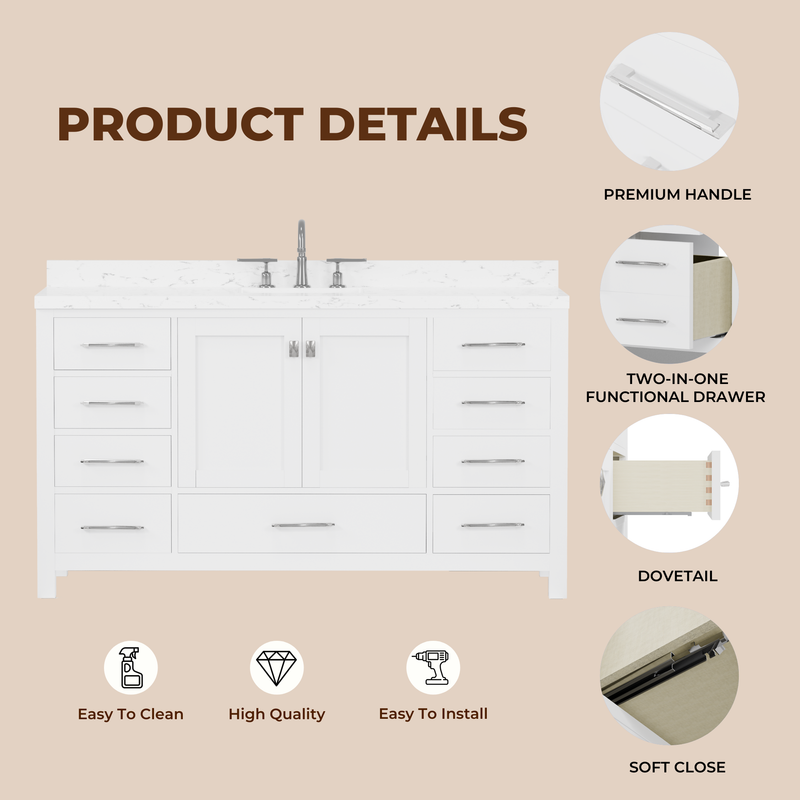 Caroline Avenue 60" Single Bath Vanity