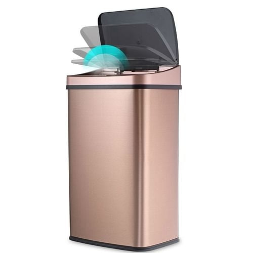 Gold Copper 13-Gallon Stainless Steel Kitchen Trash Can with Motion | Kitchen [Metal] | Kitchen + Metal