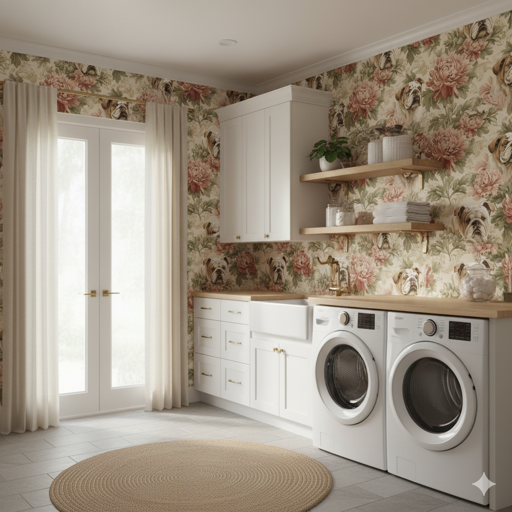 English Garden Bulldogs Wallpaper