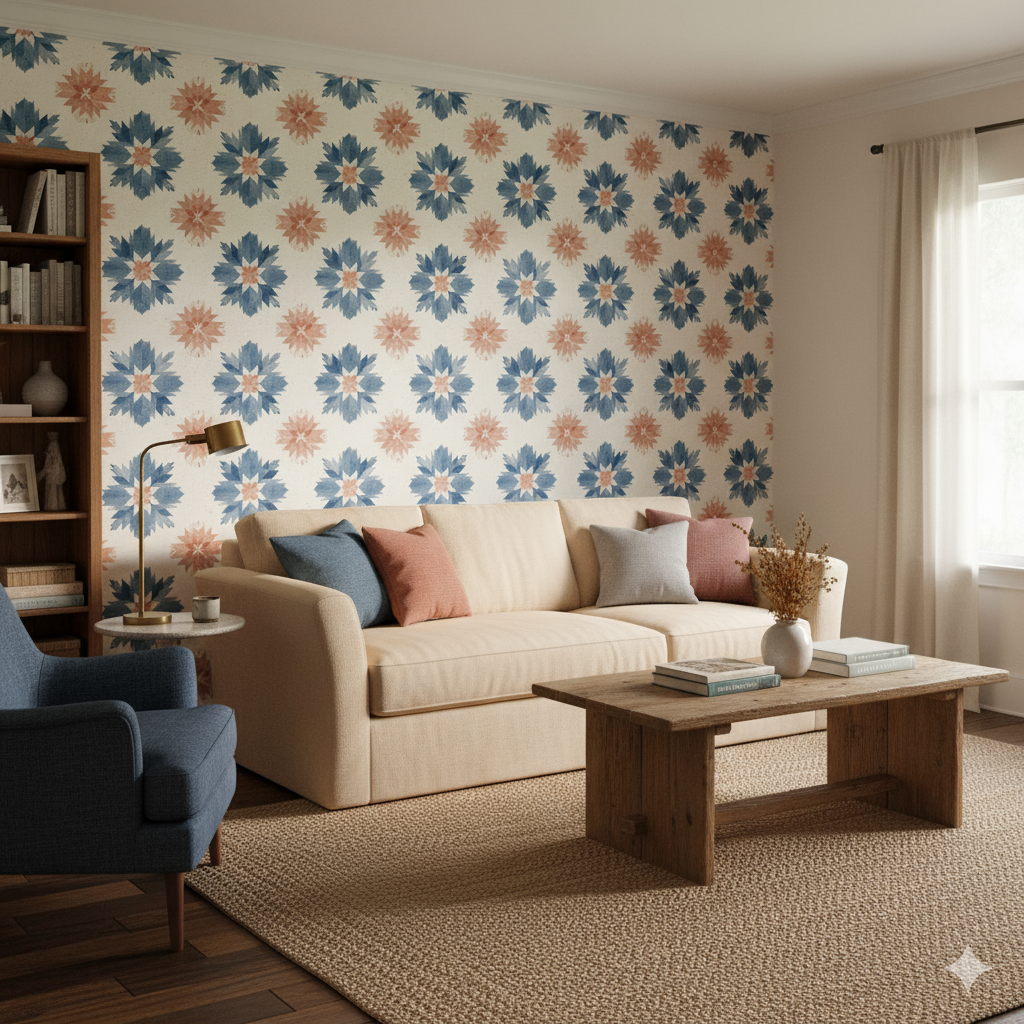 Blue Mesa Quilt Wallpaper