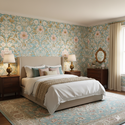 Azure Fleurs Wallpaper