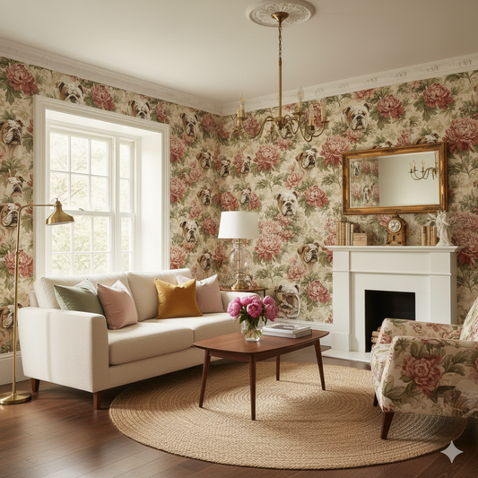 English Garden Bulldogs Wallpaper