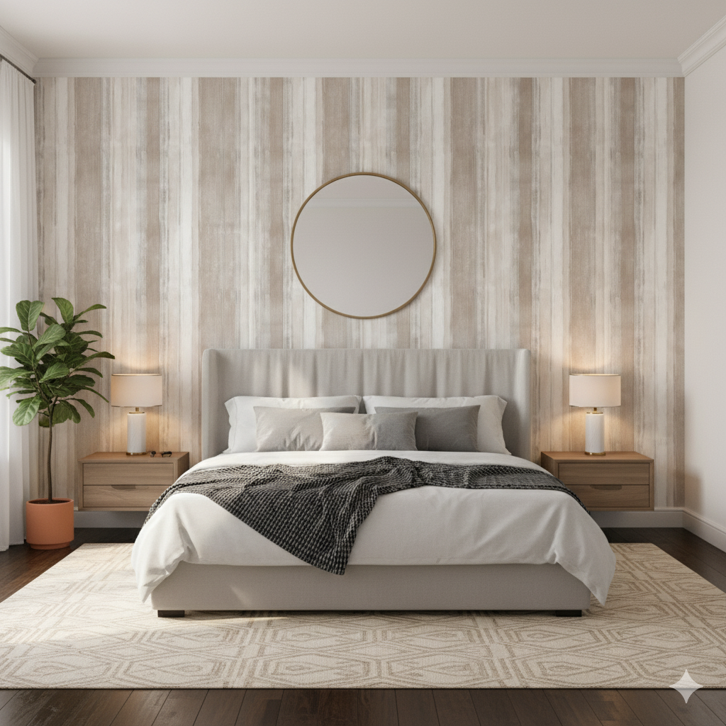 Greige Meridian Wallpaper