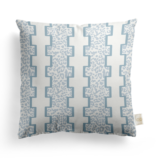 Geometric Leopard Pillow Cover | Featuring Cottage Blue Colorway
