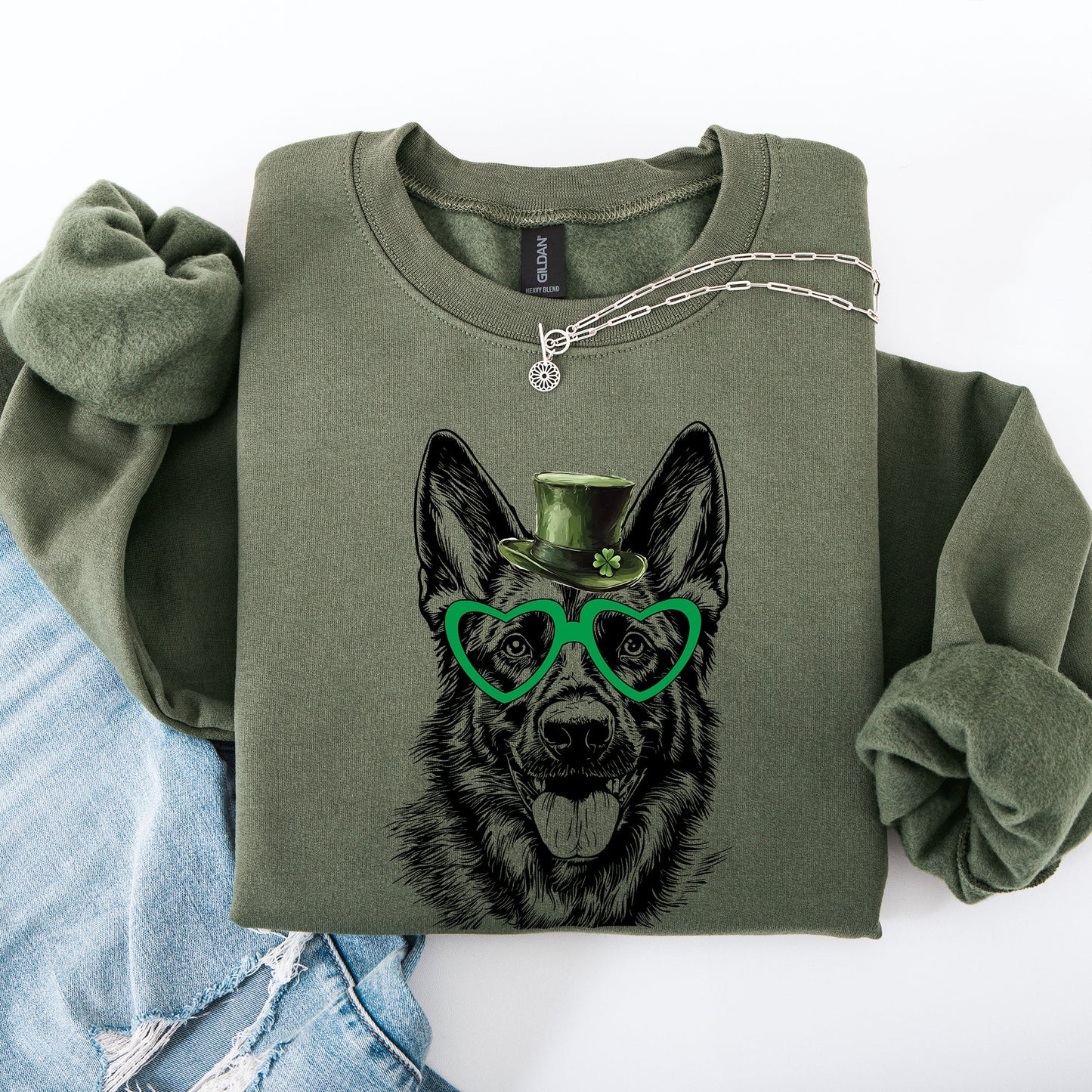 German Shepherd, Adorable Dog, St Patrick's Day, Lucky, Irish Sweatshirt