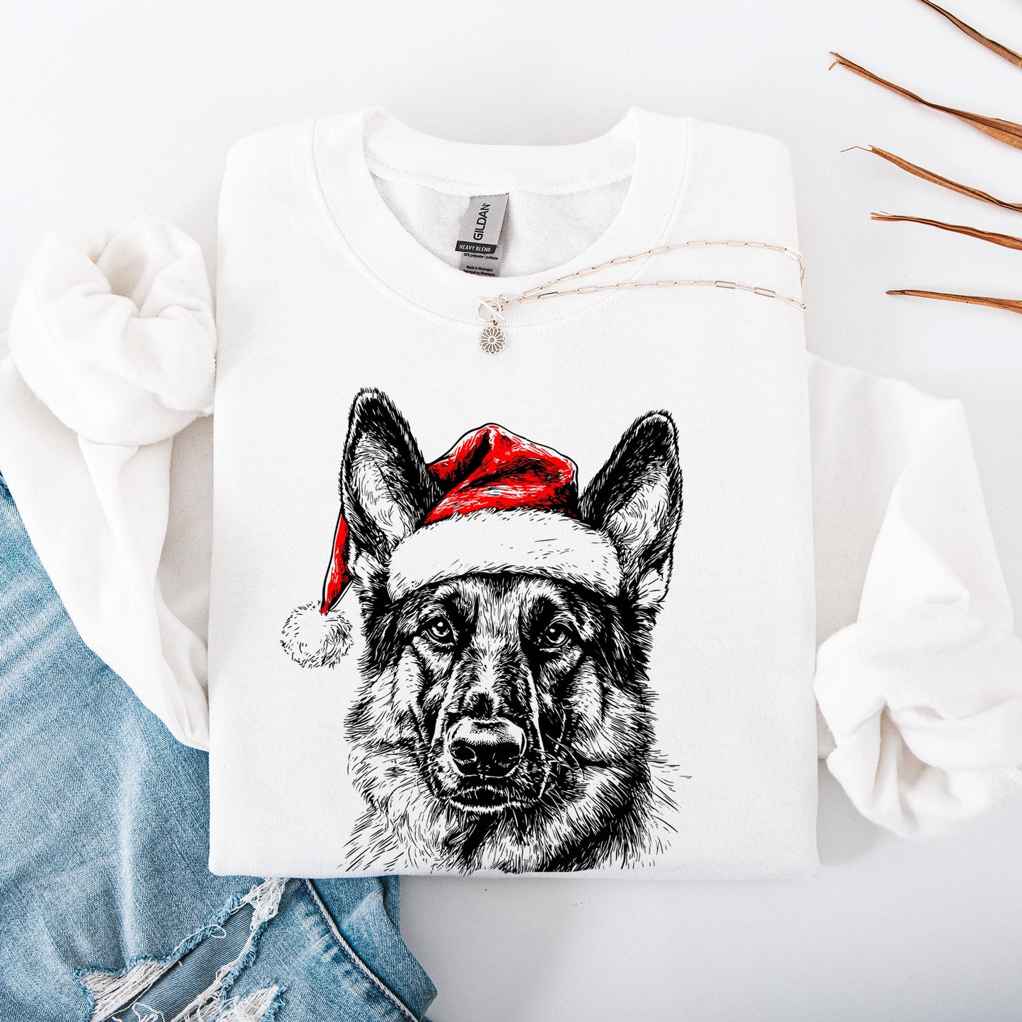 German Shepherd, Santa, Dog, Christmas, Dog Lover, Pet Sweatshirt