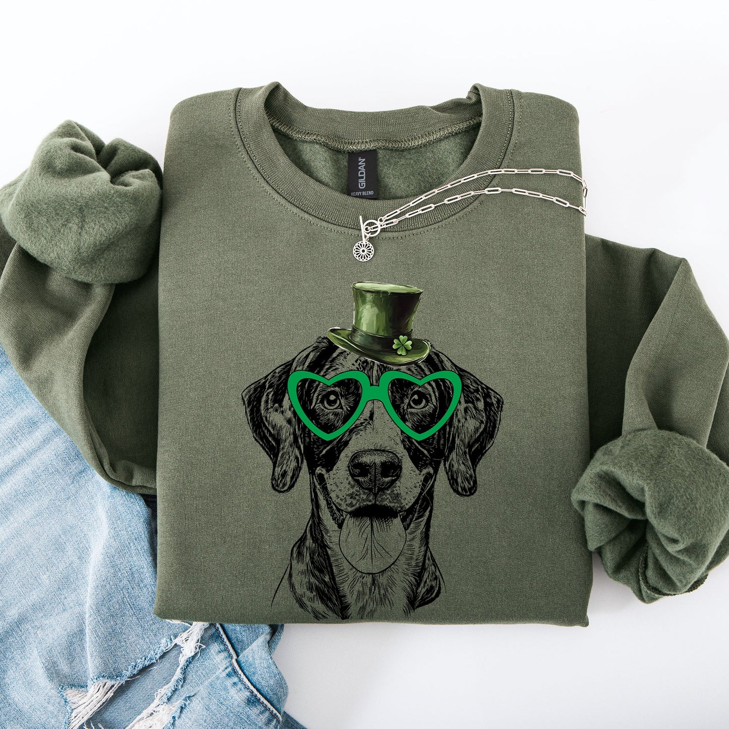 German Shorthaired, Adorable Dog, St Patrick's Day, Lucky, Irish Sweatshirt