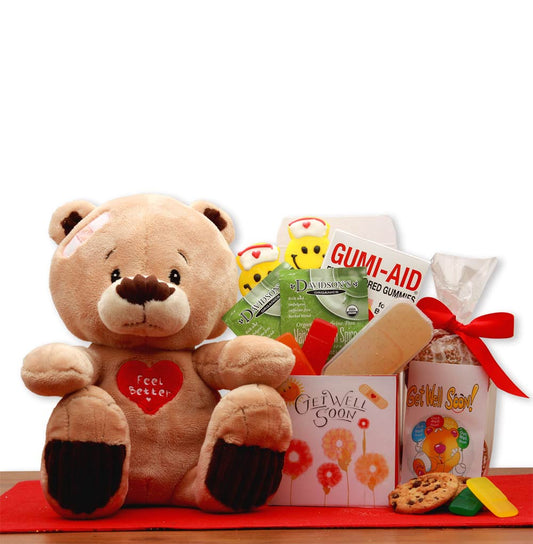 Get Well Soon Teddy Bear Gift Set - get well soon basket -  get well
