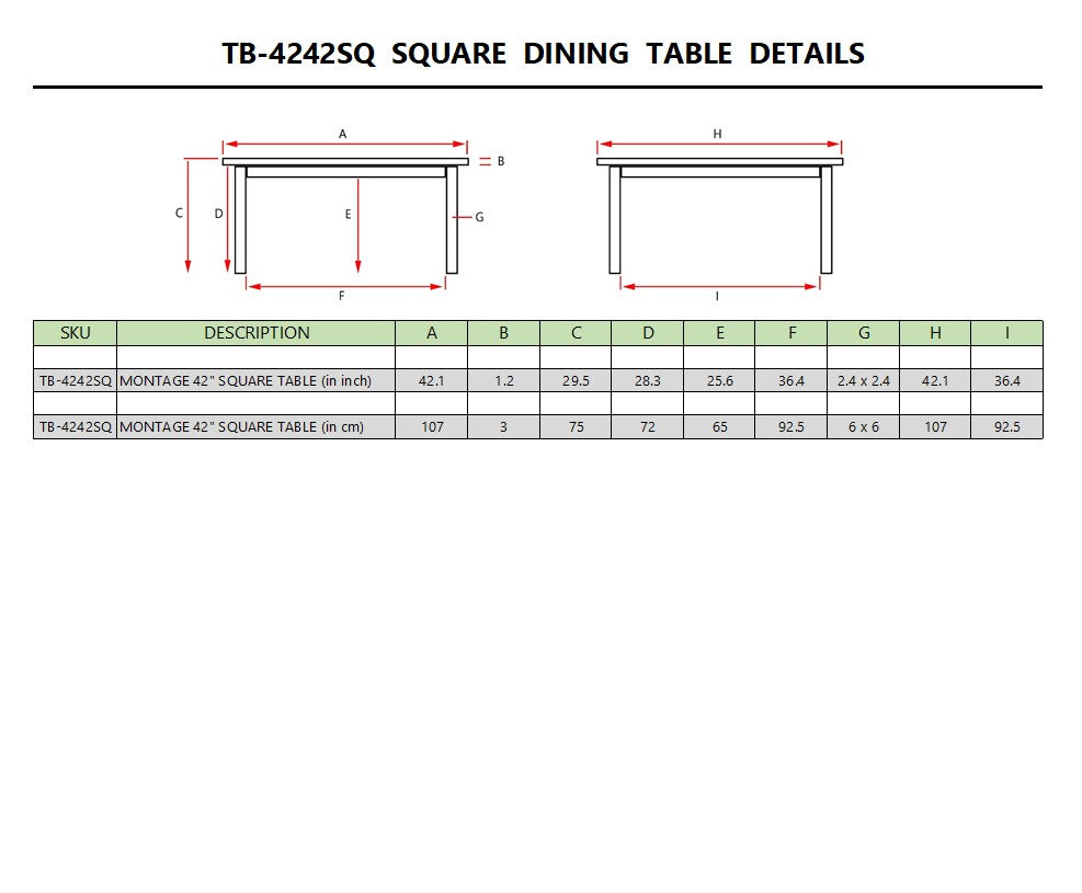 Montage 42" Square Table
