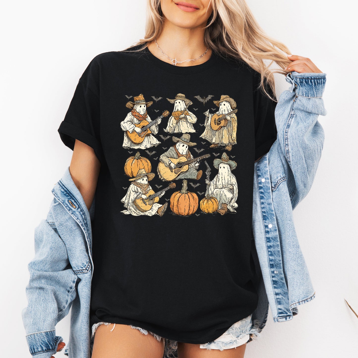 Ghost Cowboys, Halloween, Bats, Spooky, Tshirt
