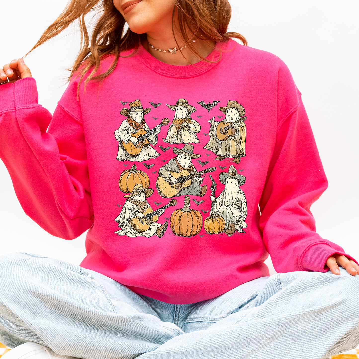 Ghost Cowboys, Halloween, Bats, Spooky Sweatshirt