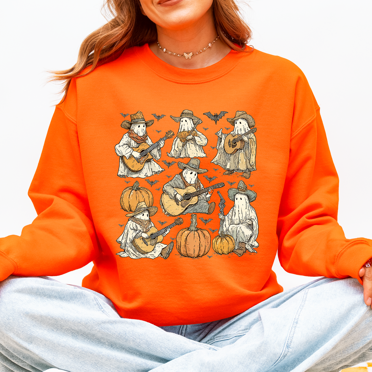 Ghost Cowboys, Halloween, Bats, Spooky Sweatshirt