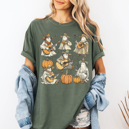 Ghost Cowboys, Halloween, Bats, Spooky, Comfort Colors T-Shirt