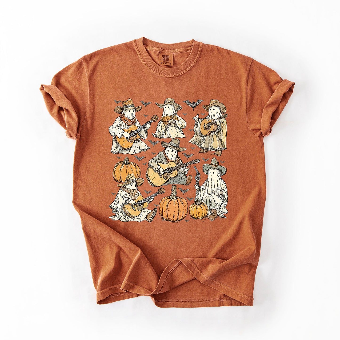 Ghost Cowboys, Halloween, Bats, Spooky, Comfort Colors T-Shirt