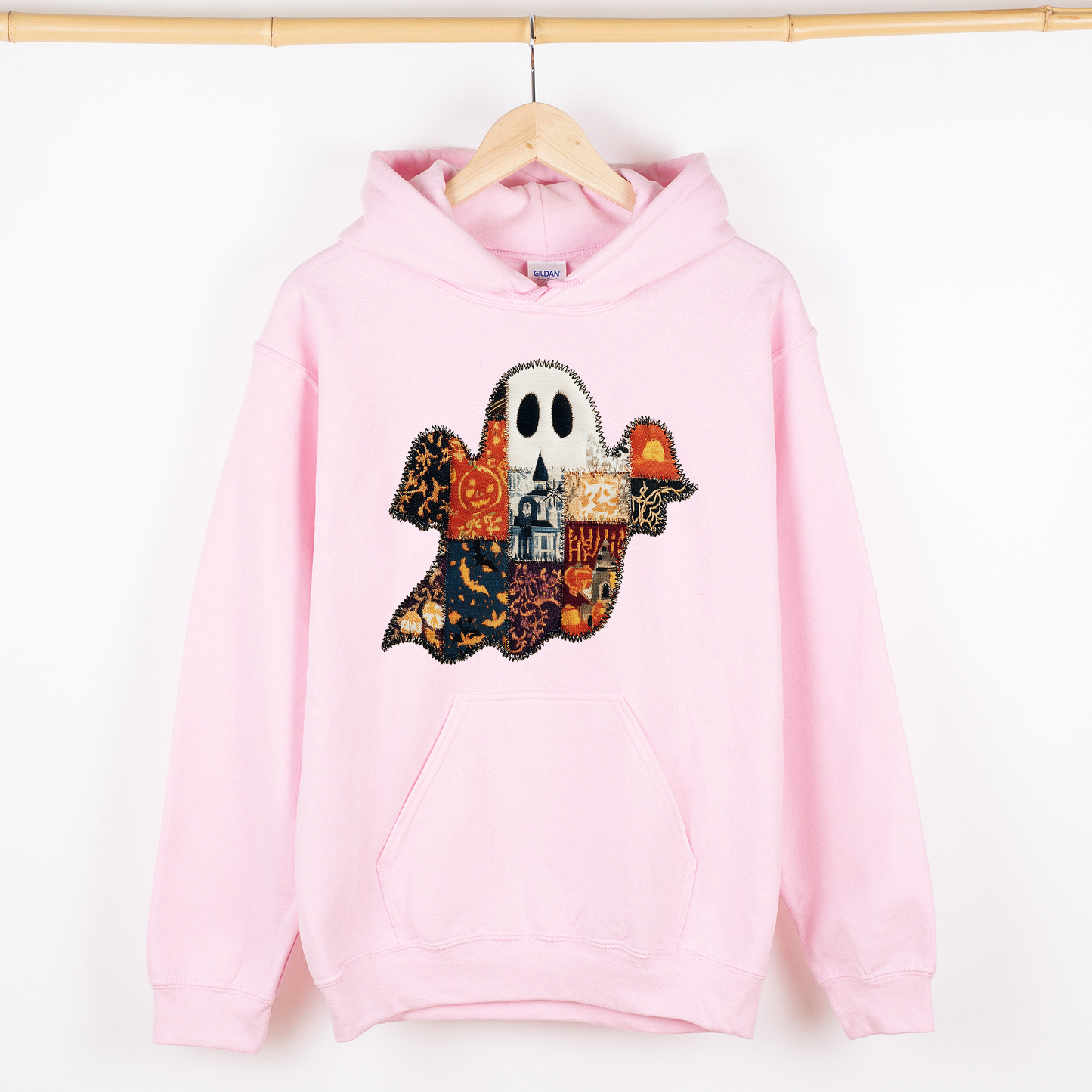 Ghost, Faux Quilt, Classic, Cute, Trad, Halloween, Fall, Autumn, Graphic Hoodie, Hooded Sweatshirt