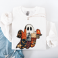 Ghost, Faux Quilt, Classic, Cute, Trad, Halloween, Fall, Autumn Sweatshirt