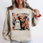 Ghost and Cow, Cute, Autumn, Halloween, Spooky, Fall Sweatshirt