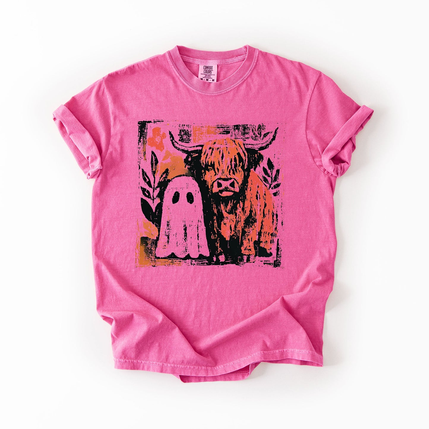 Ghost and Cow, Cute, Autumn, Halloween, Spooky, Fall, Comfort Colors T-Shirt