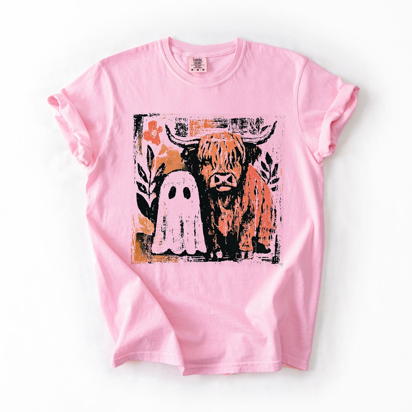 Ghost and Cow, Cute, Autumn, Halloween, Spooky, Fall, Comfort Colors T-Shirt