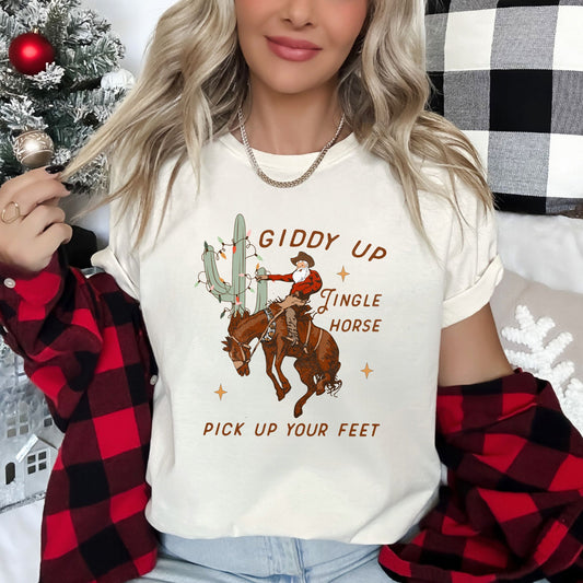 Giddy Up Jingle Horse, Cowboy Santa, Christmas, Desert, Cactus Super Soft Tees