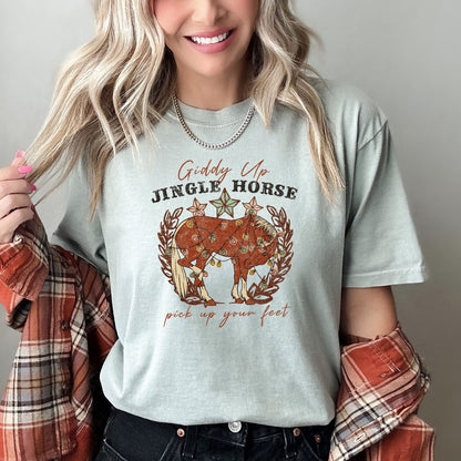 Giddy Up Jingle Horse, Rocking Around, Christmas Carol Comfort Colors Tshirt
