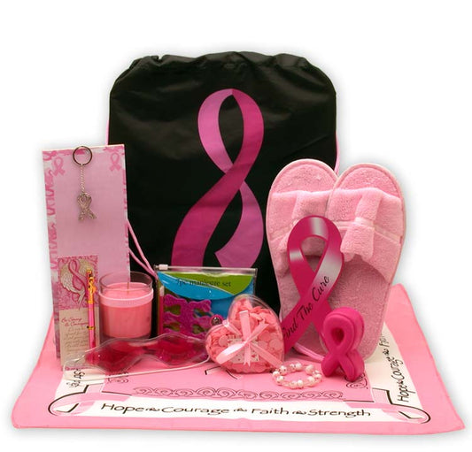 Show You Care-Be Aware Breast Cancer Gift tote - spa baskets for women