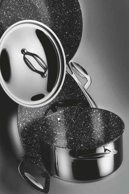 NON STICK SAUTE PAN 2 HANDLES  GLAMOUR STONE CM 26