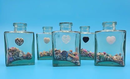 Glass Bottle with Heart – Coastal Home Decor Shell Accent
