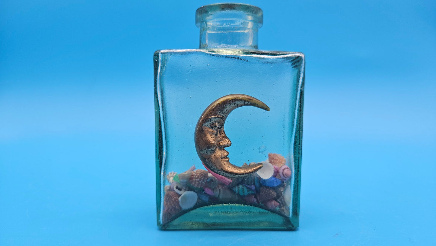 Glass Bottles with Shells – Coastal Decorative Accents Celestial Set of 3
