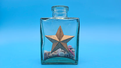 Glass Bottles with Shells – Coastal Decorative Accents Celestial Set of 3