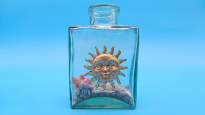 Glass Bottles with Shells – Coastal Decorative Accents Celestial Set of 3