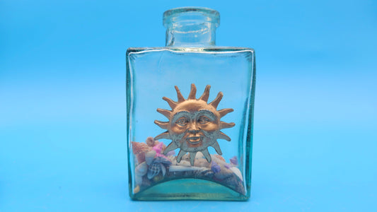 Glass Bottles with Shells – Coastal Decorative Accents Celestial Set of 3