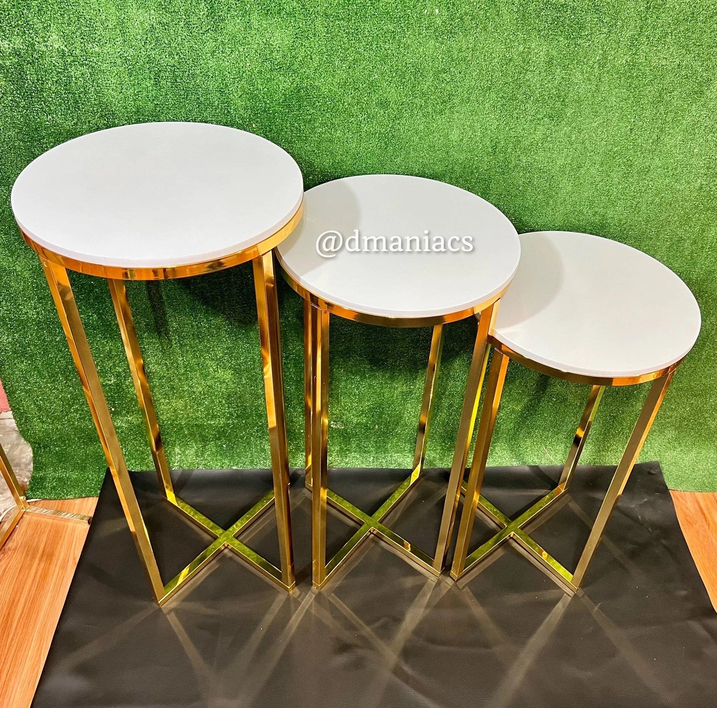 Gold Cross Wedding Cake Pedestals 3-Piece