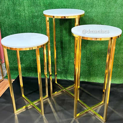 Gold Cross Wedding Cake Pedestals 3-Piece