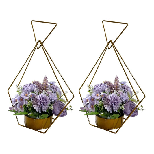 Gold Diamond Flower Rack Dining Table Centerpieces 2-Pack