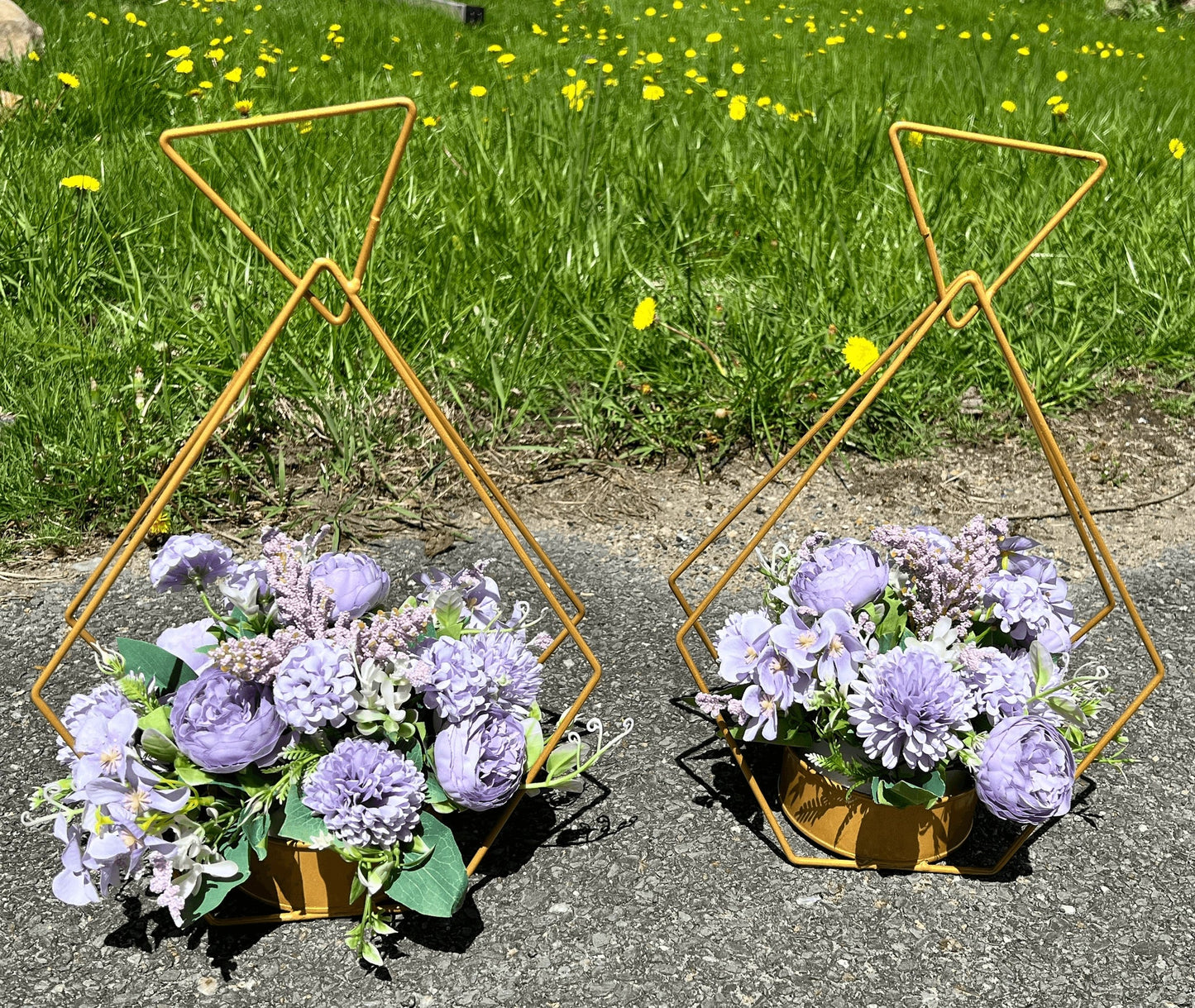 Gold Diamond Flower Rack Dining Table Centerpieces 2-Pack