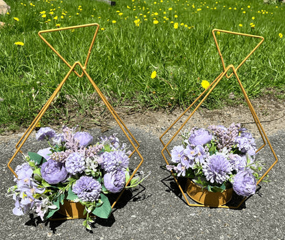 Gold Diamond Flower Rack Dining Table Centerpieces 2-Pack