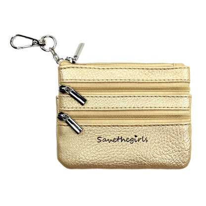 Zippered Pouch Gold w/Silver Hardware