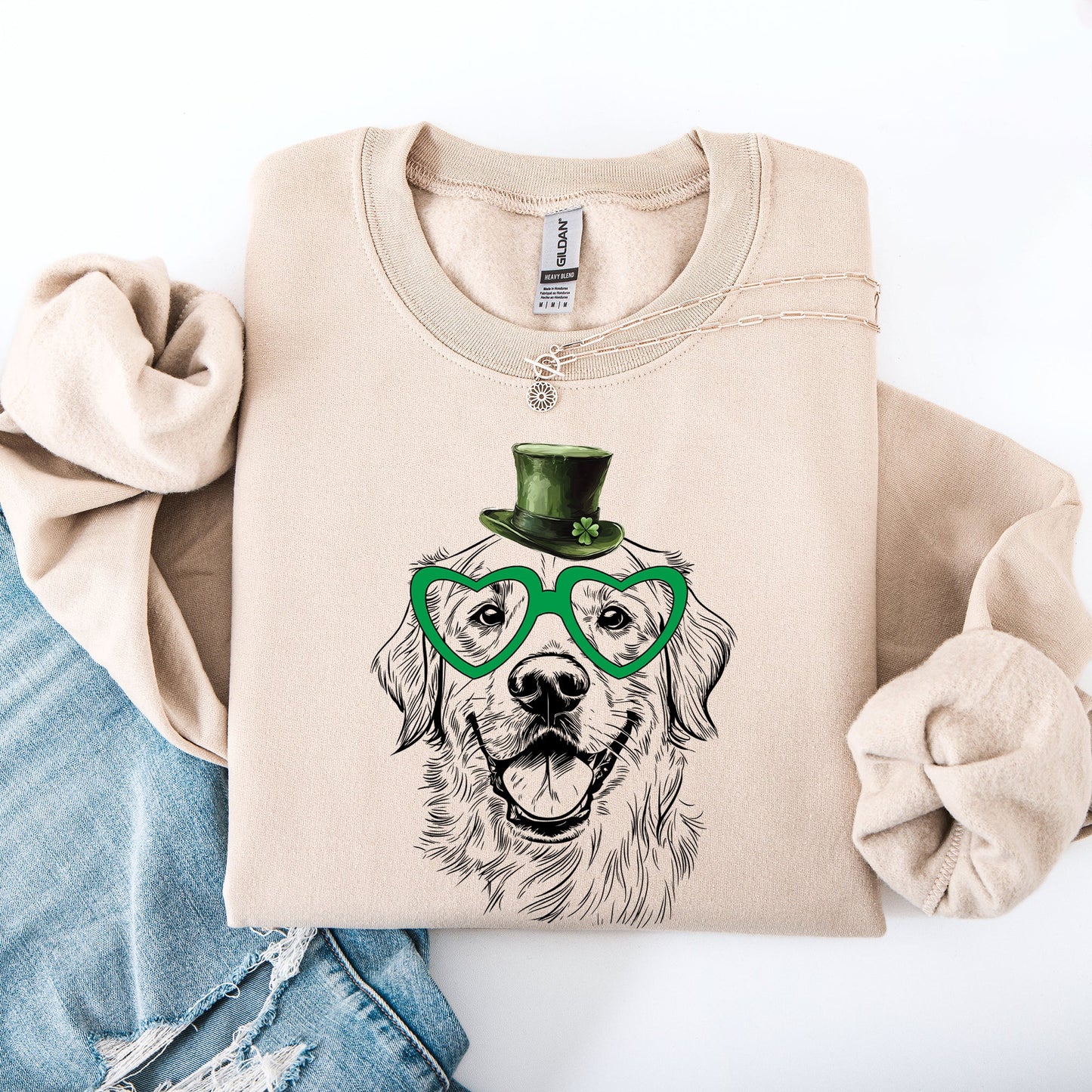 Golden Retriever, Adorable Dog, St Patrick's Day, Lucky, Irish Sweatshirt